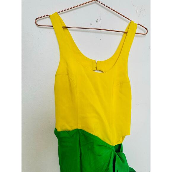 ROSIE ASSOULIN Women's Yellow Green Wrap Sarong Scoop Neck Beach Dress Size 6 - Picture 9 of 12